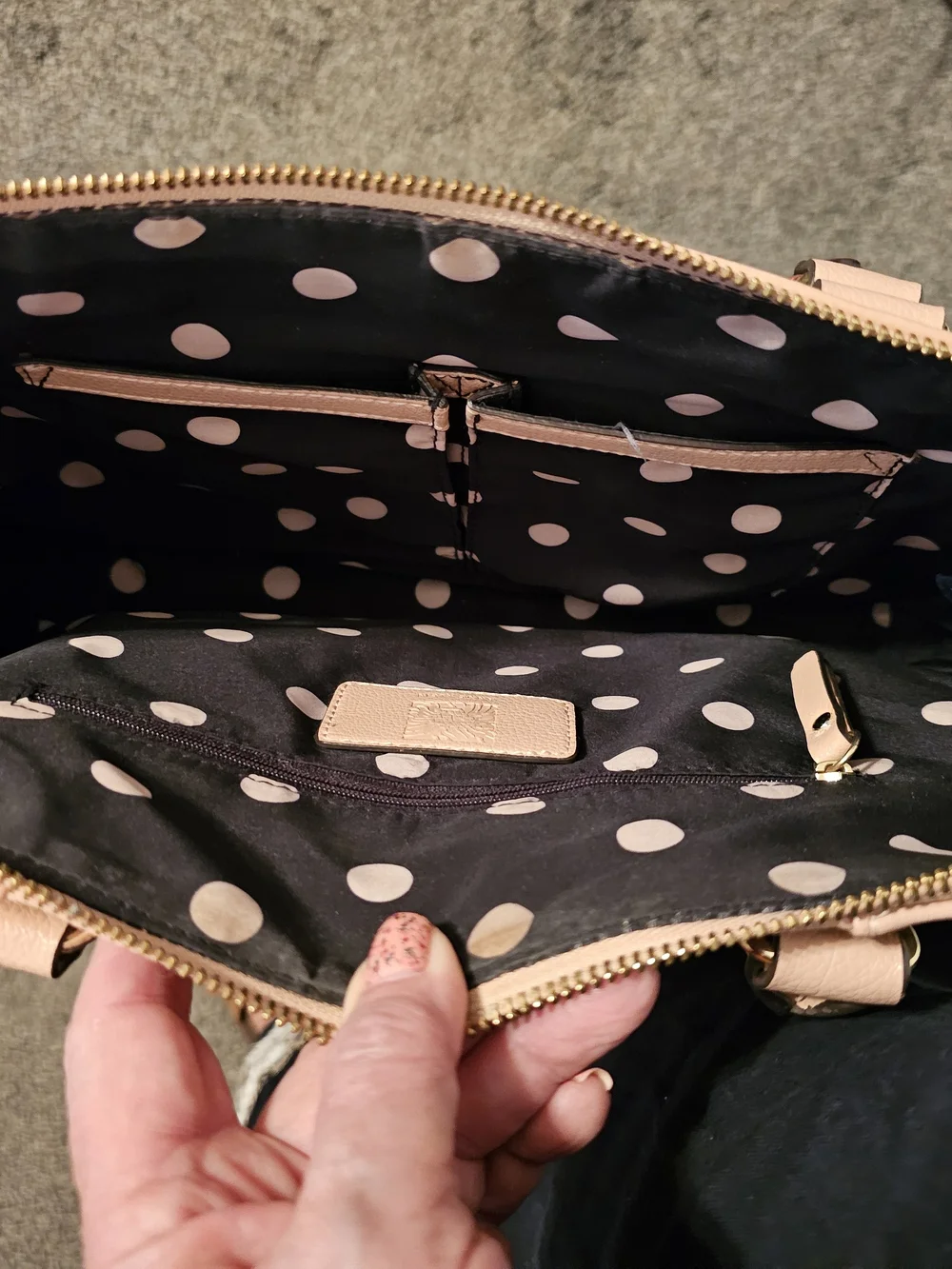 Anne Klein Military Luxe II Pebbled Tote Bag with Gold Hardware - Blush Pink